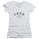 CBGB Shirt Juniors V Neck Logo White T-Shirt
