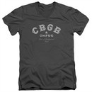 CBGB Shirt Slim Fit V-Neck Logo Charcoal T-Shirt
