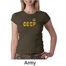 CCCP Ladies T-shirt Soviet Union USSR Russia Insignia Crew Neck Shirt