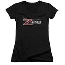 Chevy Juniors V Neck Shirt Camaro Z28 Logo Black T-Shirt