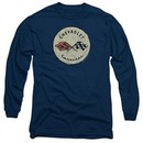Chevy Long Sleeve Shirt Corvette Old Vette Logo Navy Blue Tee T-Shirt