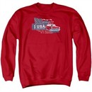Chevy Sweatshirt See The USA Chevrolet Adult Red Sweat Shirt