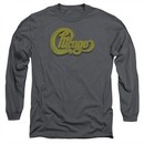 Chicago Shirt Distressed Logo Long Sleeve Charcoal Tee T-Shirt