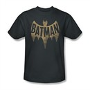 Classic Batman Shirt Distressed Logo Charcoal T-Shirt