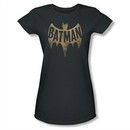 Classic Batman Shirt Juniors Distressed Logo Charcoal T-Shirt
