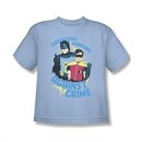 Classic Batman Shirt Kids Against Crime Light Blue T-Shirt