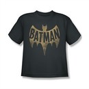 Classic Batman Shirt Kids Distressed Logo Charcoal T-Shirt