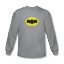 Classic Batman Shirt Logo Long Sleeve Silver Tee T-Shirt