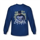 Classic Batman Shirt Theme Song Long Sleeve Royal Blue Tee T-Shirt