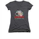 Courage The Cowardly Dog Shirt Juniors V Neck Courage Charcoal Tee T-Shirt