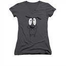 Courage The Cowardly Dog Shirt Juniors V Neck Scared Charcoal Tee T-Shirt