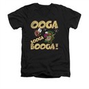 Courage The Cowardly Dog Shirt Slim Fit V Neck Ooga Booga Booga Black Tee T-Shirt