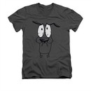 Courage The Cowardly Dog Shirt Slim Fit V Neck Scared Charcoal Tee T-Shirt