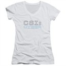 CSI Cyber Shirt Juniors V Neck Logo White T-Shirt