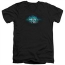 CSI Cyber Shirt Slim Fit V-Neck Thumb Print Black T-Shirt