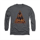 Def Leppard Shirt Distressed Logo Long Sleeve Charcoal Tee T-Shirt