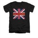 Def Leppard Shirt Slim Fit V-Neck Union Jack Black T-Shirt