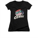 Dexter's Laboratory Shirt Juniors V Neck Genius Black Tee T-Shirt