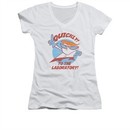 Dexter's Laboratory Shirt Juniors V Neck Quickly White Tee T-Shirt