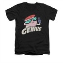 Dexter's Laboratory Shirt Slim Fit V Neck Genius Black Tee T-Shirt