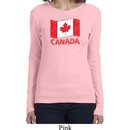Distressed Canada Flag Ladies Long Sleeve Shirt