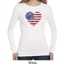 Distressed USA Heart Ladies Long Sleeve Thermal Shirt