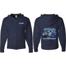 Dodge Blue Charger (Front & Back) Full Zip Hoodie