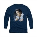 Elvis Presley Shirt Blue Profile Long Sleeve Navy Tee T-Shirt