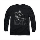 Elvis Presley Shirt Guitar In Hand Long Sleeve Black Tee T-Shirt