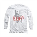 Elvis Presley Shirt Iconic Pose Long Sleeve White Tee T-Shirt