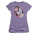 Elvis Presley Shirt Juniors Luau King Lavender T-Shirt