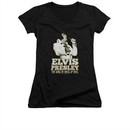 Elvis Presley Shirt Juniors V Neck Golden Glow Black T-Shirt