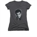 Elvis Presley Shirt Juniors V Neck Grey Portrait Charcoal T-Shirt