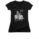 Elvis Presley Shirt Juniors V Neck Live In Vegas Black T-Shirt