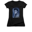 Elvis Presley Shirt Juniors V Neck Overlay Black T-Shirt