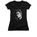 Elvis Presley Shirt Juniors V Neck Simple Face Black T-Shirt