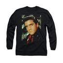 Elvis Presley Shirt Red Scarf Long Sleeve Black Tee T-Shirt