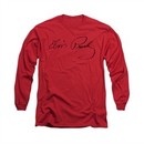 Elvis Presley Shirt Signature Sketch Long Sleeve Red Tee T-Shirt