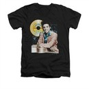 Elvis Presley Shirt Slim Fit V-Neck Gold Record Black T-Shirt