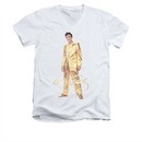 Elvis Presley Shirt Slim Fit V-Neck Gold Suit White T-Shirt