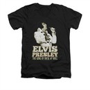Elvis Presley Shirt Slim Fit V-Neck Golden Glow Black T-Shirt