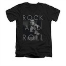 Elvis Presley Shirt Slim Fit V-Neck Guitar Hugging Black T-Shirt