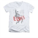 Elvis Presley Shirt Slim Fit V-Neck Iconic Pose White T-Shirt