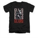 Elvis Presley Shirt Slim Fit V-Neck Name In Lights Black T-Shirt
