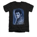 Elvis Presley Shirt Slim Fit V-Neck Overlay Black T-Shirt