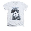 Elvis Presley Shirt Slim Fit V-Neck Script Sweater White T-Shirt