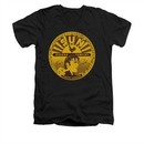 Elvis Presley Shirt Slim Fit V-Neck Sun Records Full Logo Black T-Shirt