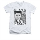 Elvis Presley Shirt Slim Fit V-Neck Up Front White T-Shirt