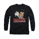 Elvis Presley Shirt Trouble In A White Suit Long Sleeve Black Tee T-Shirt