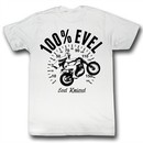 Evel Knievel Shirt 100 Miles Evil Adult White Tee T-Shirt